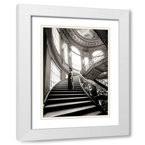 Femme sur lescalier White Modern Wood Framed Art Print with Double Matting by Haute Photo Collection