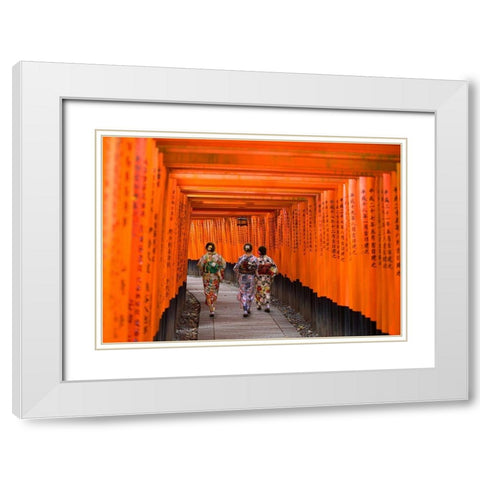 Fushimi Inari Shrine-Kyoto White Modern Wood Framed Art Print with Double Matting by Pangea Images