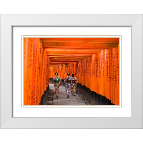 Fushimi Inari Shrine-Kyoto White Modern Wood Framed Art Print with Double Matting by Pangea Images