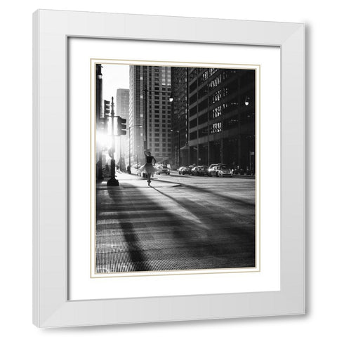 Manhattan Dance White Modern Wood Framed Art Print with Double Matting by Lauren, Julian