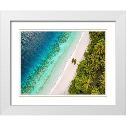 Tropical Beach, Aerial View White Modern Wood Framed Art Print with Double Matting by Pangea Images