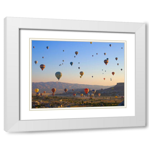 Flying over Cappadocia, Turkey White Modern Wood Framed Art Print with Double Matting by Pangea Images