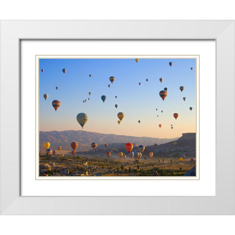 Flying over Cappadocia, Turkey White Modern Wood Framed Art Print with Double Matting by Pangea Images