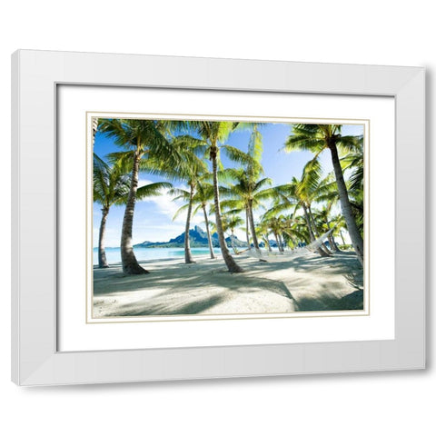 Hammock at Bora Bora Tahiti White Modern Wood Framed Art Print with Double Matting by Anonymous