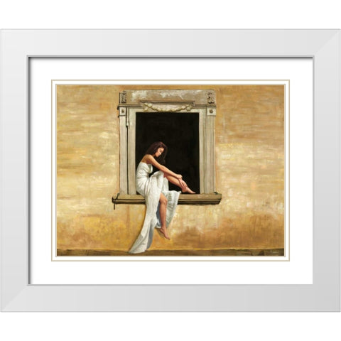 Italian Afternoon White Modern Wood Framed Art Print with Double Matting by Benson, Pierre