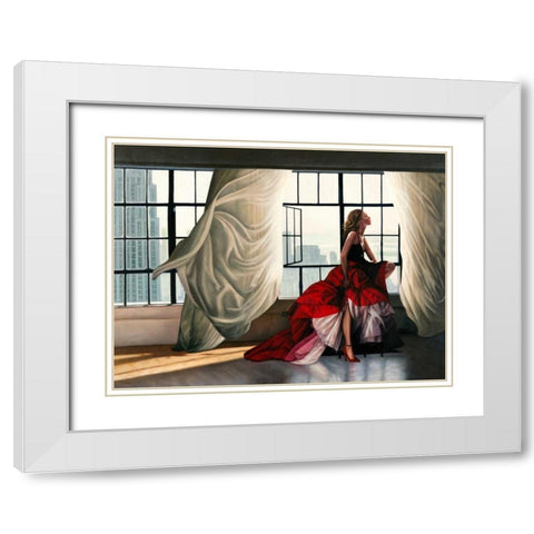 Midtown Breeze White Modern Wood Framed Art Print with Double Matting by Benson, Pierre