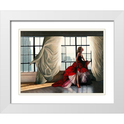 Midtown Breeze White Modern Wood Framed Art Print with Double Matting by Benson, Pierre
