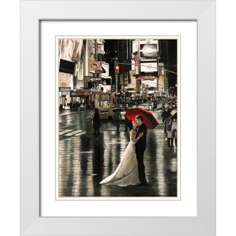 Romance in New York White Modern Wood Framed Art Print with Double Matting by Benson, Pierre
