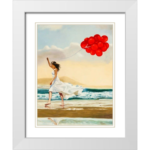 Collecting waves - detail White Modern Wood Framed Art Print with Double Matting by Benson, Pierre