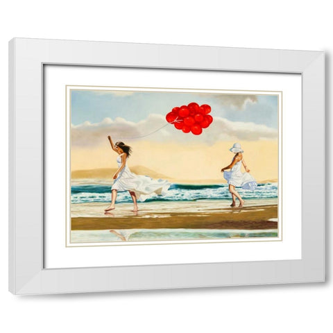 Collecting waves - detail White Modern Wood Framed Art Print with Double Matting by Benson, Pierre