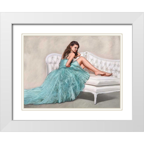 The White Sofa White Modern Wood Framed Art Print with Double Matting by Benson, Pierre