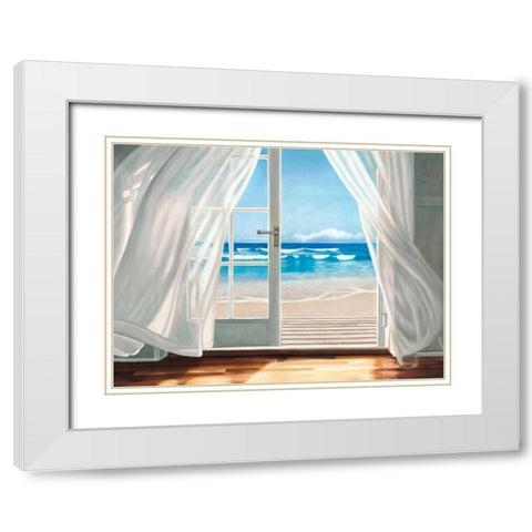 Window by the Sea White Modern Wood Framed Art Print with Double Matting by Benson, Pierre
