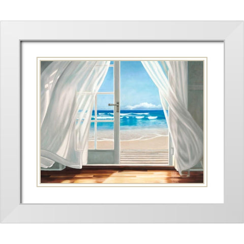 Window by the Sea White Modern Wood Framed Art Print with Double Matting by Benson, Pierre