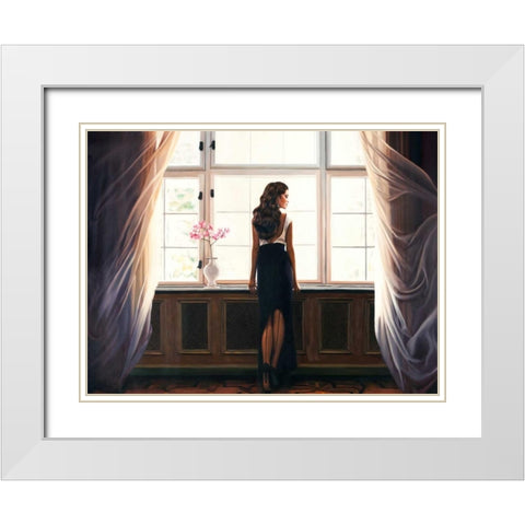 Morning Light White Modern Wood Framed Art Print with Double Matting by Benson, Pierre