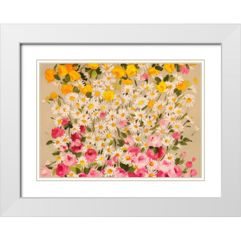 Festa dei Fiori II White Modern Wood Framed Art Print with Double Matting by Borgese, Anna