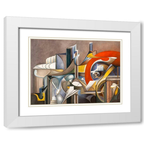 Tramonto White Modern Wood Framed Art Print with Double Matting by Ceccarelli, Laura