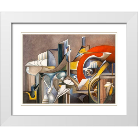 Tramonto White Modern Wood Framed Art Print with Double Matting by Ceccarelli, Laura