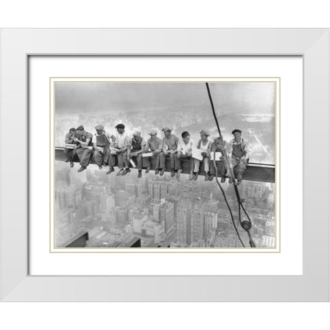 New York Construction Workers Lunching on a Crossbeam 1932 White Modern Wood Framed Art Print with Double Matting by Ebbets, Charles C.