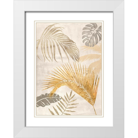 Palm Leaves Gold II White Modern Wood Framed Art Print with Double Matting by Grant, Eve C.