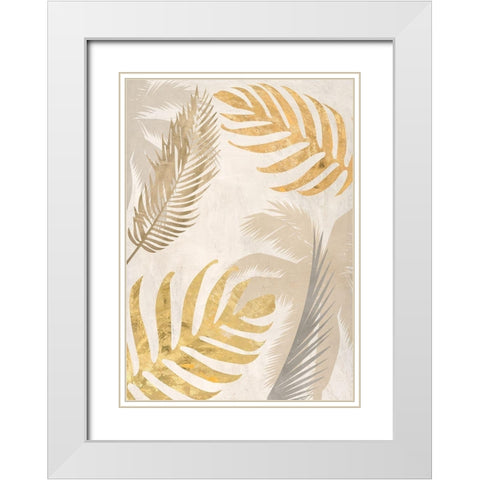 Palm Leaves Gold III White Modern Wood Framed Art Print with Double Matting by Grant, Eve C.