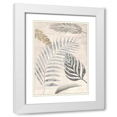 Palm Leaves Silver I White Modern Wood Framed Art Print with Double Matting by Grant, Eve C.