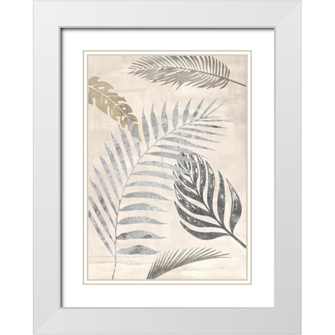 Palm Leaves Silver I White Modern Wood Framed Art Print with Double Matting by Grant, Eve C.