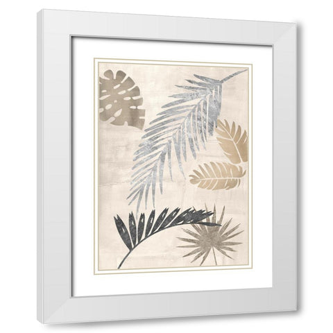Palm Leaves Silver III White Modern Wood Framed Art Print with Double Matting by Grant, Eve C.