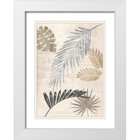 Palm Leaves Silver III White Modern Wood Framed Art Print with Double Matting by Grant, Eve C.
