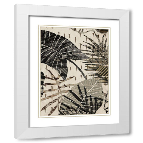 Grey Palms Panel I White Modern Wood Framed Art Print with Double Matting by Grant, Eve C.