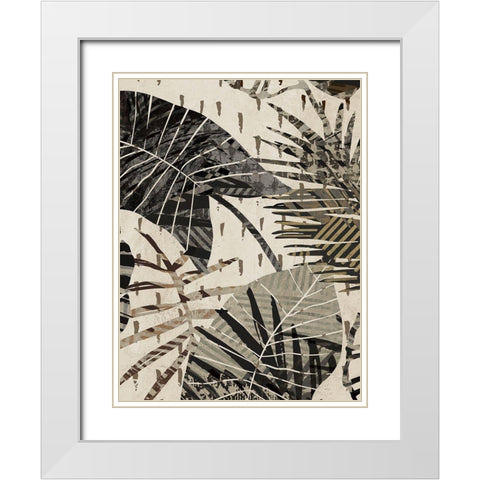 Grey Palms Panel I White Modern Wood Framed Art Print with Double Matting by Grant, Eve C.