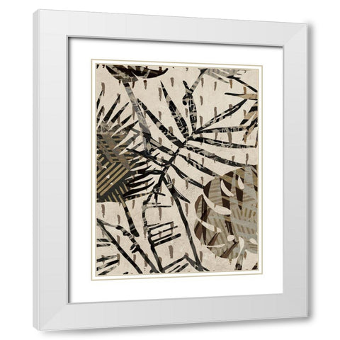 Grey Palms Panel II White Modern Wood Framed Art Print with Double Matting by Grant, Eve C.
