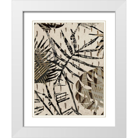 Grey Palms Panel II White Modern Wood Framed Art Print with Double Matting by Grant, Eve C.