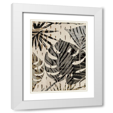 Grey Palms Panel III White Modern Wood Framed Art Print with Double Matting by Grant, Eve C.