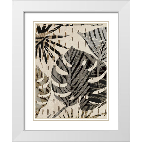 Grey Palms Panel III White Modern Wood Framed Art Print with Double Matting by Grant, Eve C.