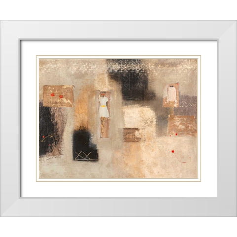 Caress White Modern Wood Framed Art Print with Double Matting by Simoncelli, Charaka