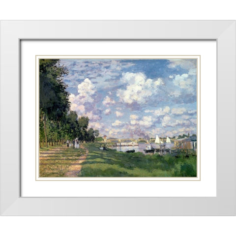 The Marina at Argenteuil White Modern Wood Framed Art Print with Double Matting by Monet, Claude