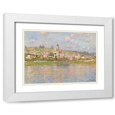 Vetheuil White Modern Wood Framed Art Print with Double Matting by Monet, Claude