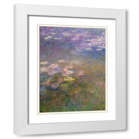 Water Lilies I White Modern Wood Framed Art Print with Double Matting by Monet, Claude