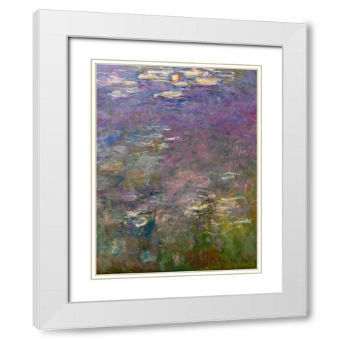 Water Lilies III White Modern Wood Framed Art Print with Double Matting by Monet, Claude