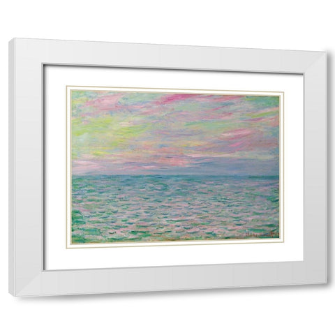Coucher De Soleil a Pourville-Pleine Mer White Modern Wood Framed Art Print with Double Matting by Monet, Claude