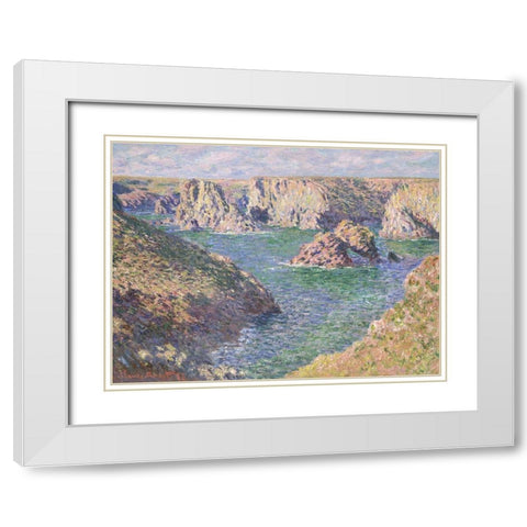 Port Domois - Belle Isle White Modern Wood Framed Art Print with Double Matting by Monet, Claude