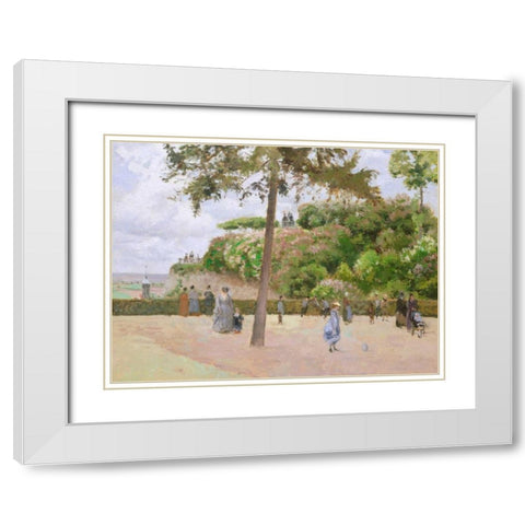 The Public Garden at Pontoise  White Modern Wood Framed Art Print with Double Matting by Pissarro, Camille