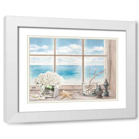 Memories of the Ocean White Modern Wood Framed Art Print with Double Matting by Dellal, Remy