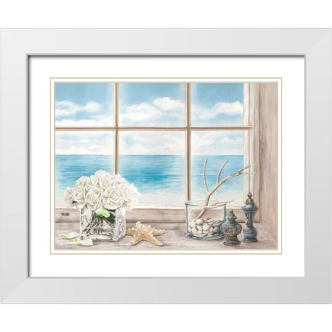 Memories of the Ocean White Modern Wood Framed Art Print with Double Matting by Dellal, Remy