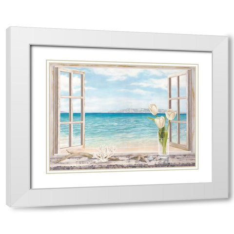 Ocean View White Modern Wood Framed Art Print with Double Matting by Dellal, Remy