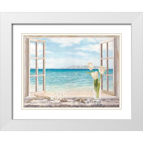 Ocean View White Modern Wood Framed Art Print with Double Matting by Dellal, Remy