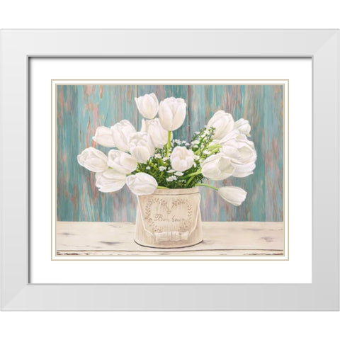 Country Bouquet White Modern Wood Framed Art Print with Double Matting by Dellal, Remy