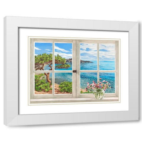 Baie mediterraneenne White Modern Wood Framed Art Print with Double Matting by Dellal, Remy