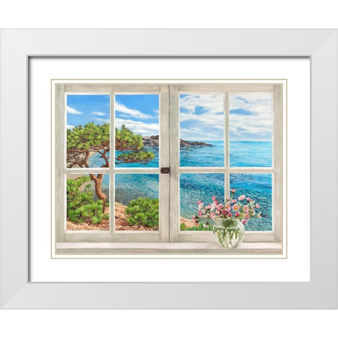 Baie mediterraneenne White Modern Wood Framed Art Print with Double Matting by Dellal, Remy