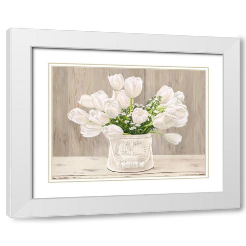 Country Bouquet - neutral White Modern Wood Framed Art Print with Double Matting by Remy Dellal